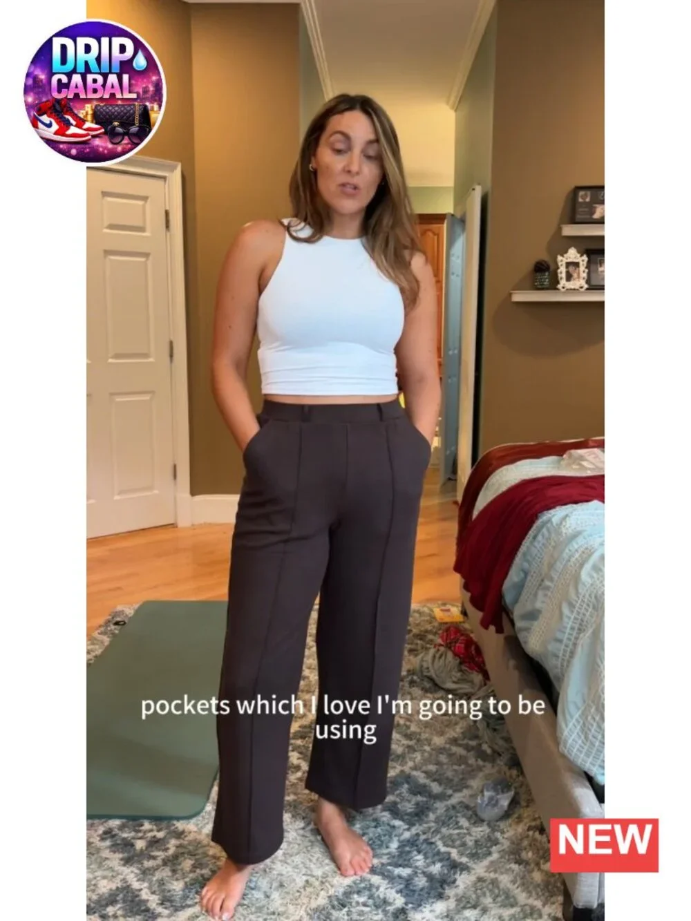 Women's Wide Leg Work Pants High Waisted Pull On Dress Pants with Pockets
